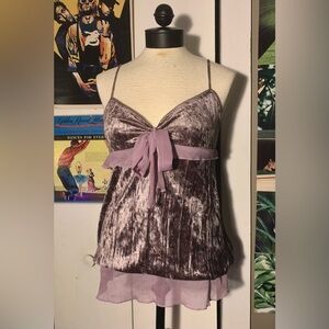 Lavender Velvet Babydoll Top